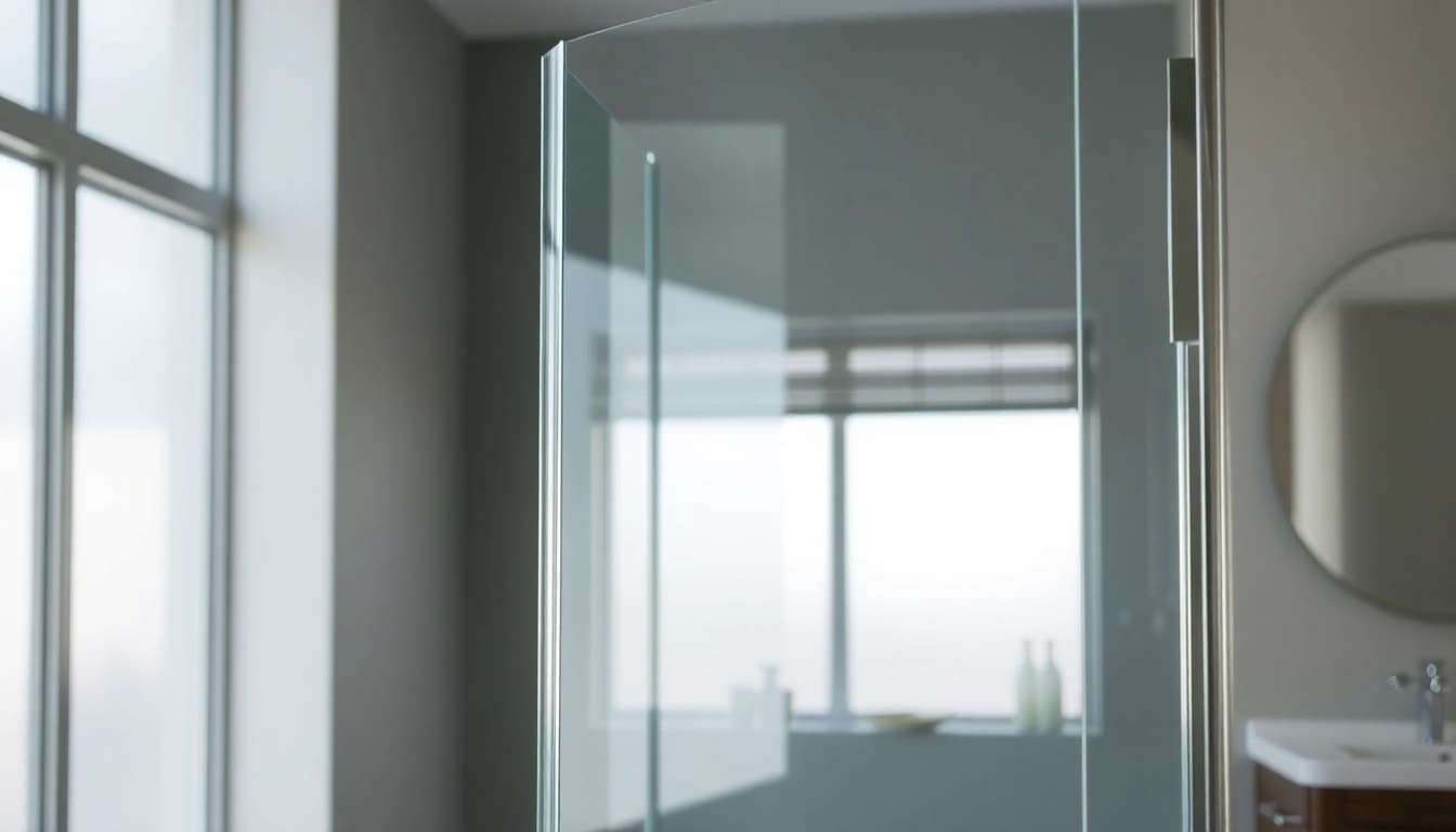 Stylish shower screen door installed in a modern bathroom, featuring sleek design and clear glass.