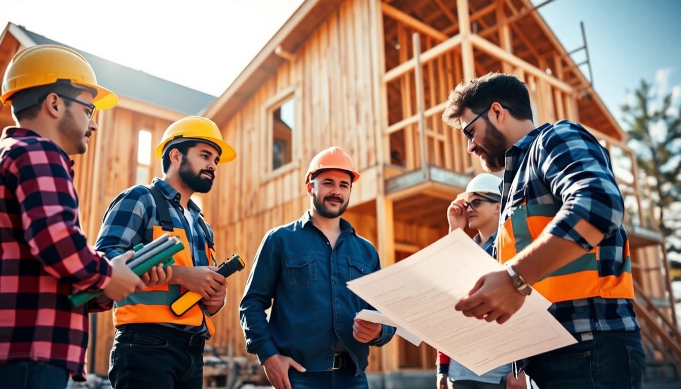 Dedicated New Jersey General Contractor team actively constructing a home, showcasing teamwork and skill.