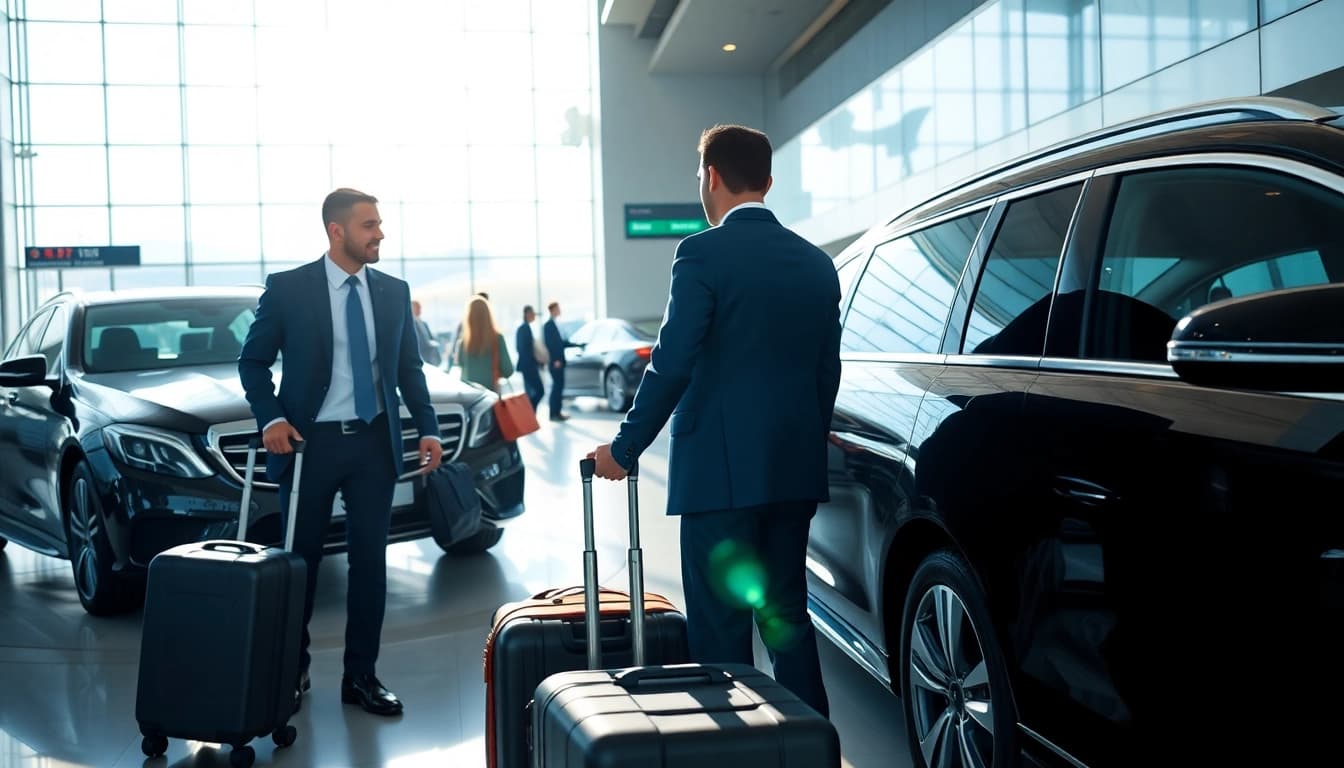 Experience seamless Private Airport Transfers with a professional driver at a luxury terminal.