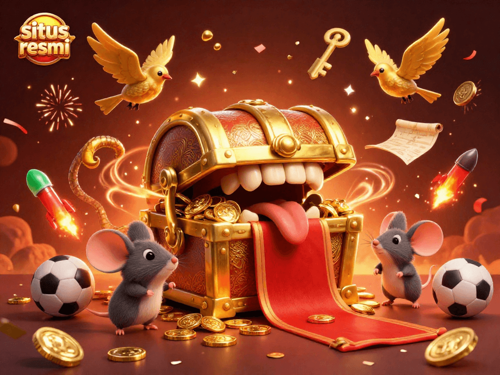 Betting on situs resmi for big wins with sports balls and festive elements celebrating in the air.