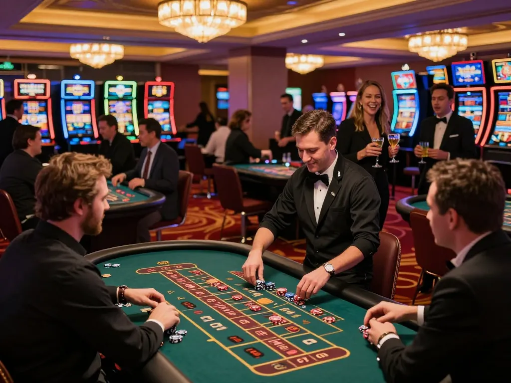 Kerumunan Toto Macau memasang taruhan di meja roulette dalam lingkungan kasino yang semarak, menunjukkan kegembiraan permainan langsung.