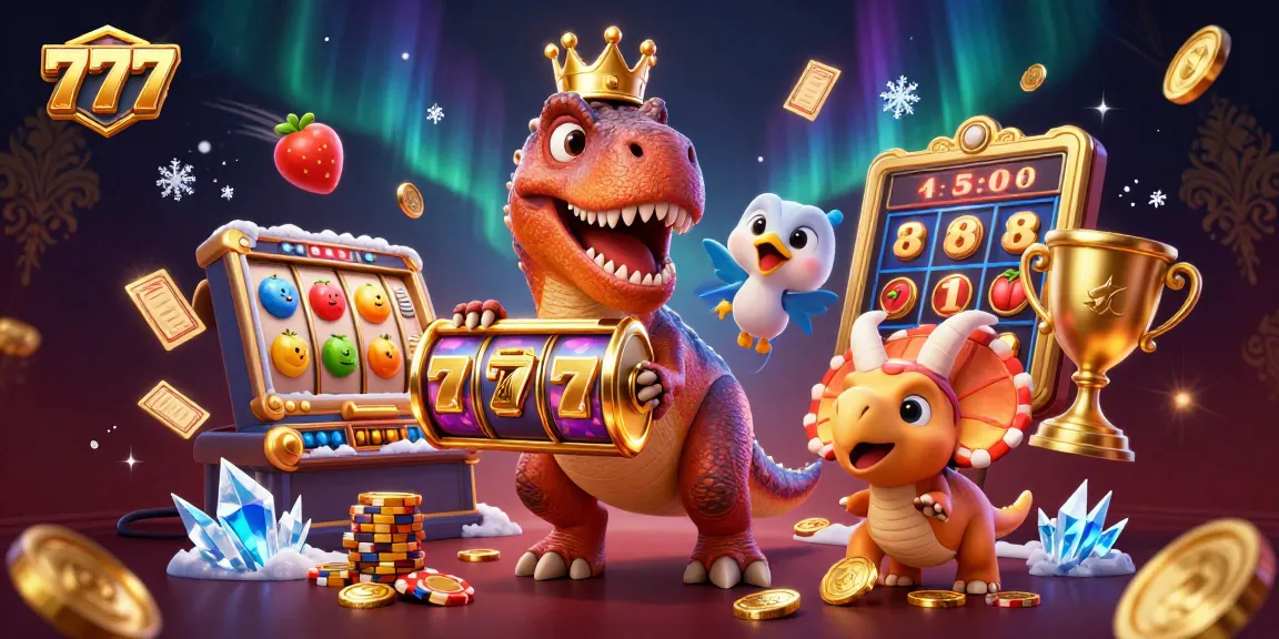 Spin the 777 slots with dynamic characters and vibrant actions in this engaging casino illustration.