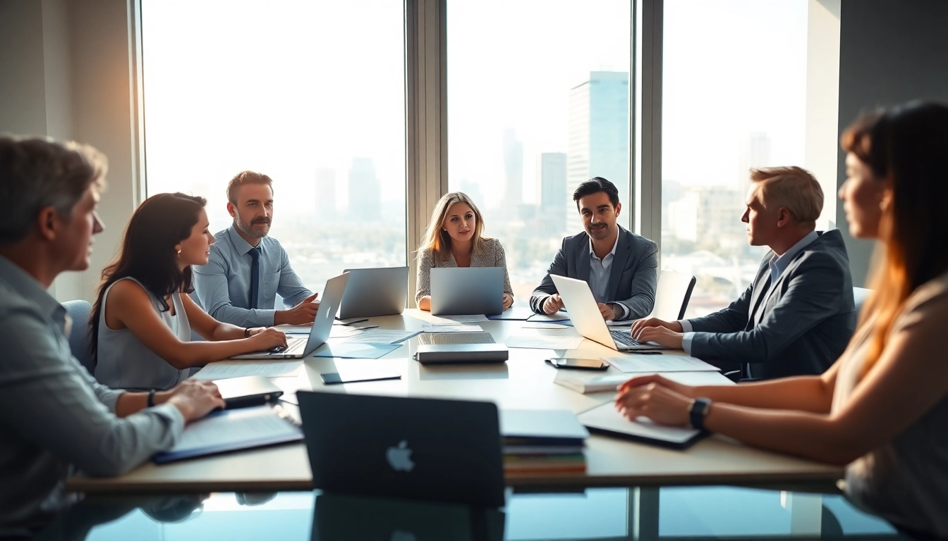 Team collaboration discussing extended warranty solutions in a modern office setting.