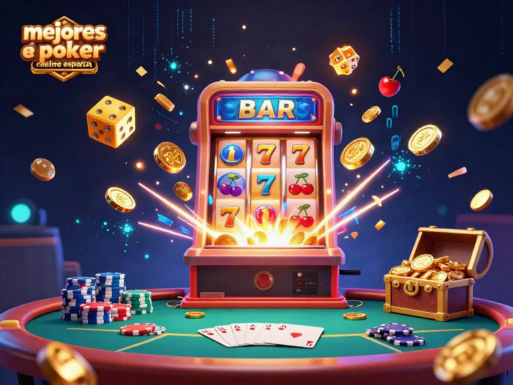Mejores salas de poker online España mostrando acción en un vibrante entorno de casino.