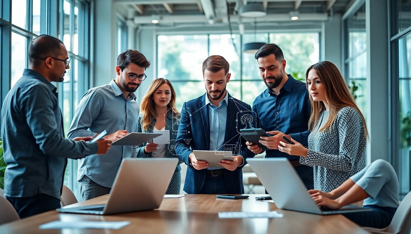 A collaborative scene showing an assistant for enterprise enhancing teamwork in a modern office.