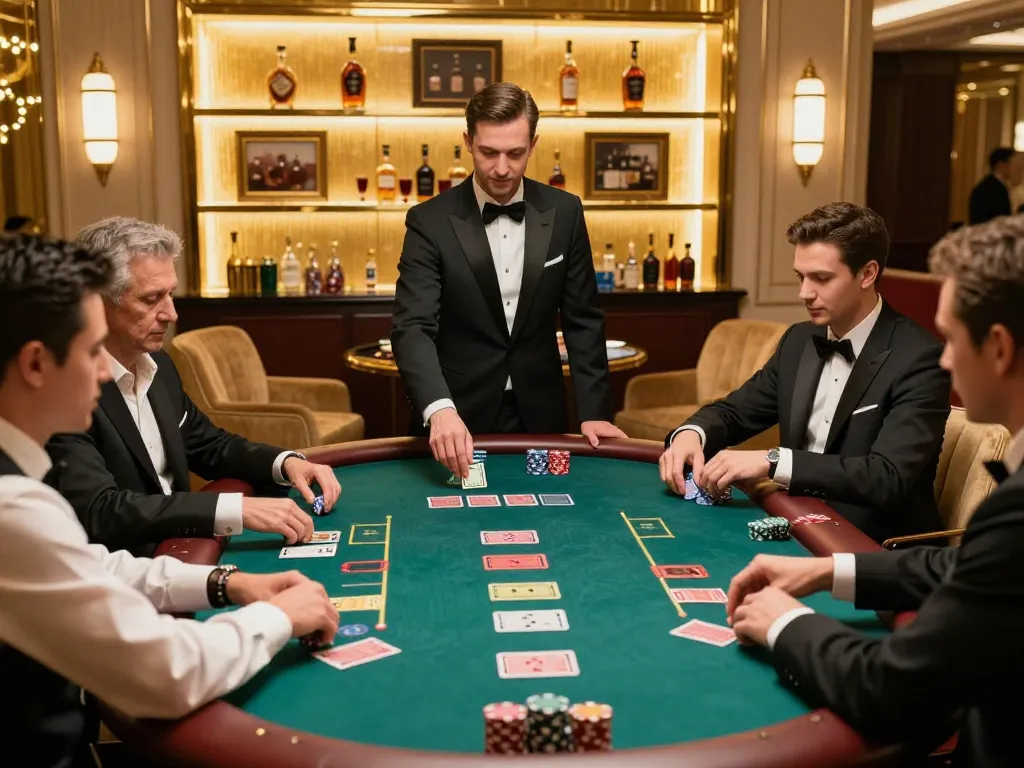 SAY88 VIP poker game in luxurious casino setting with exclusive players and strategic gameplay.