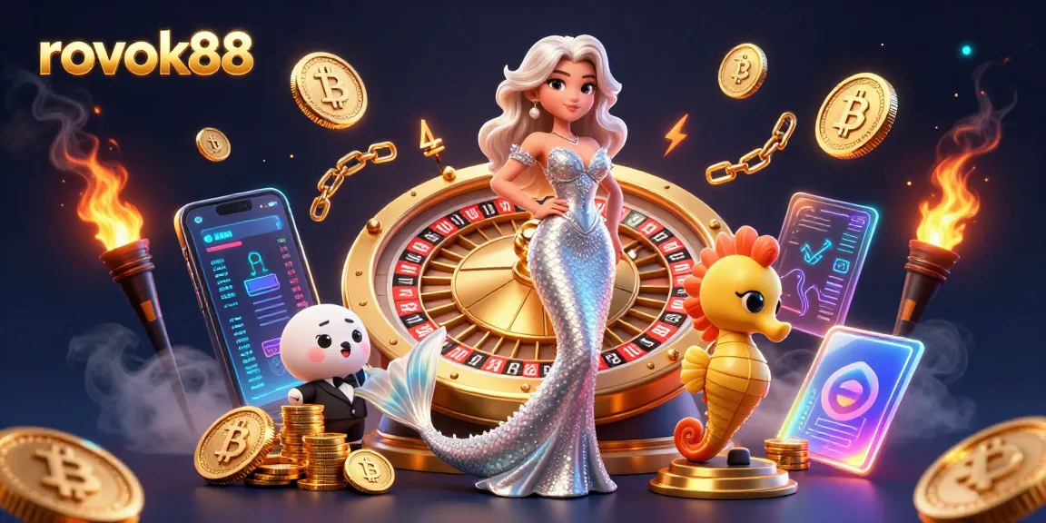 Play exciting games at rokok88 with a dazzling mermaid and roulette wheel in a vibrant casino