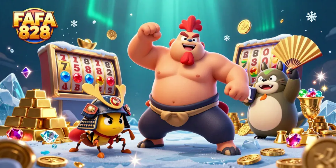Experience FAFA 828 thrills with a dynamic slot scene featuring a powerful rooster summoning jackpots.