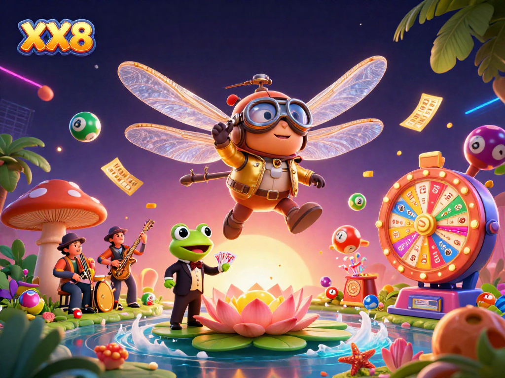 Engage with XX8 while enjoying vibrant gaming elements in an exciting casino scene.
