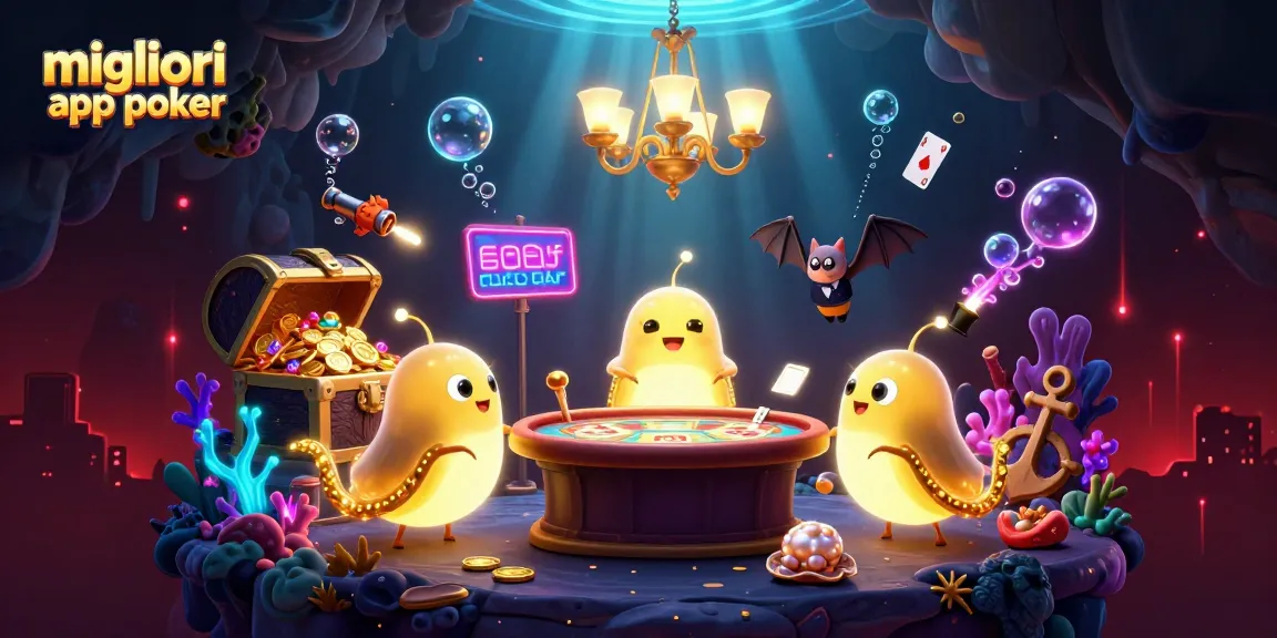 Migliori app poker con una scena di gioco illuminata da lucciole in un casinò sotterraneo che offre emozioni uniche.
