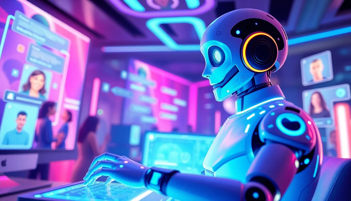 Engaging AI chatbot interface for sex chat AI in a vibrant digital environment