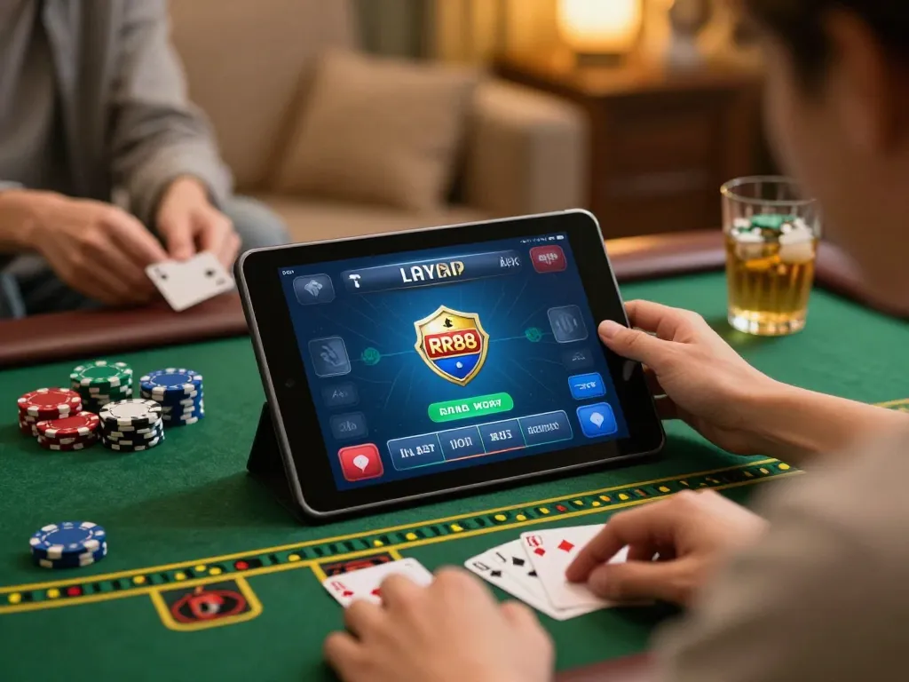 Engaging gameplay on RR88 apk with live dealer blackjack on a tablet