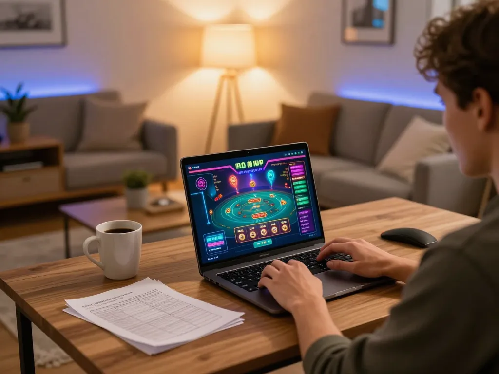 Engaging scene of online casinos in Canada reddit showcasing cozy home gaming setup