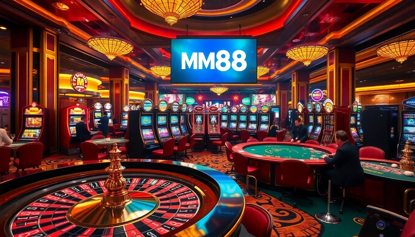 Players enjoying games at MM88 casino, showcasing excitement and diverse gambling options.