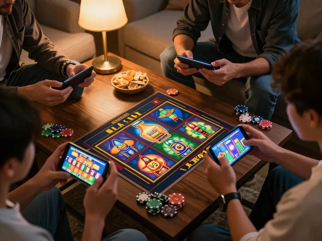 Playing mobile slots with friends at home, boosting enjoyment and engagement with rokok 88 games.