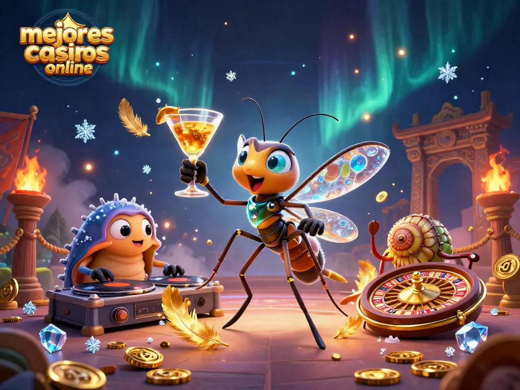Disfruta de los mejores casinos online mientras giras la ruleta dorada y celebras con un cóctel.