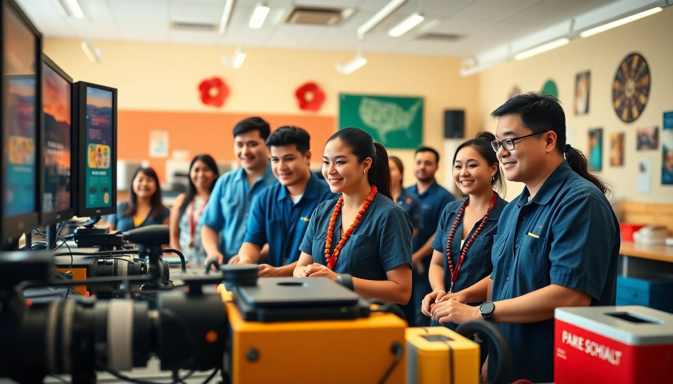 Students actively participating in hands-on learning at hawaii trade schools.