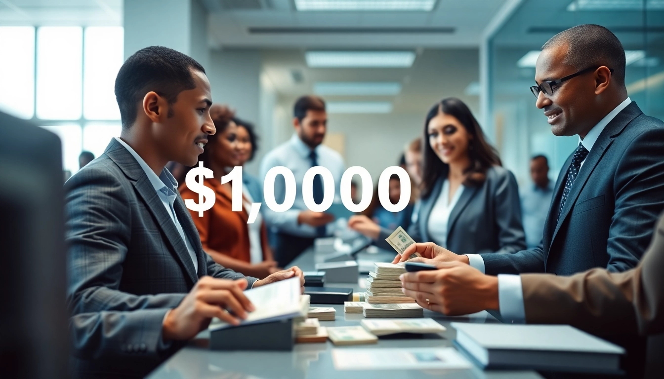 Mendemonstrasikan slot deposit 10000 dalam proses transaksi di bank dengan fokus pada uang tunai dan pelanggan.