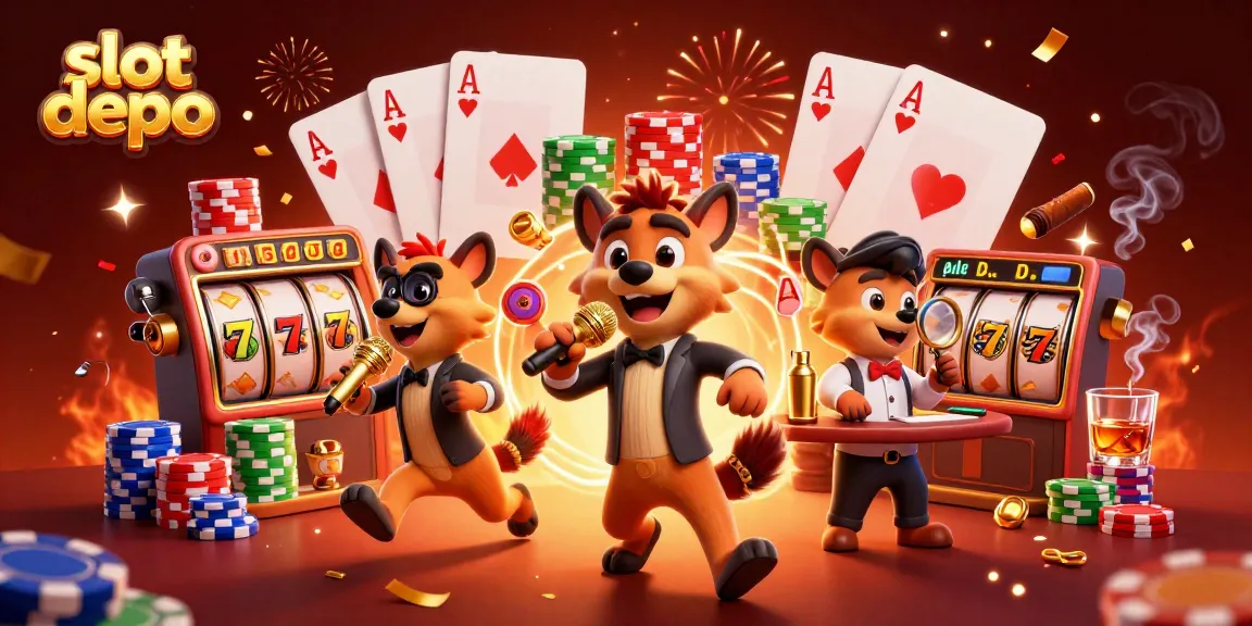 Engage in the ultimate slot depo experience with lively hyena characters in a comedy casino.