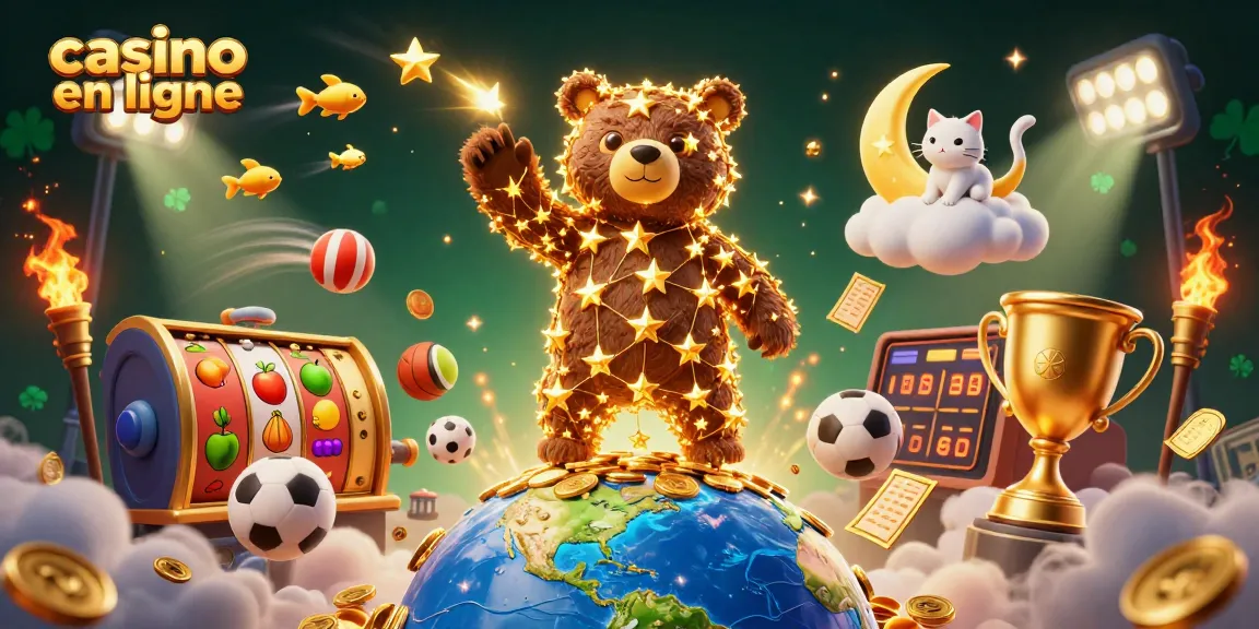 Jeux captivants sur casino en ligne : un ours constellation s'illumine, pièces tombent.