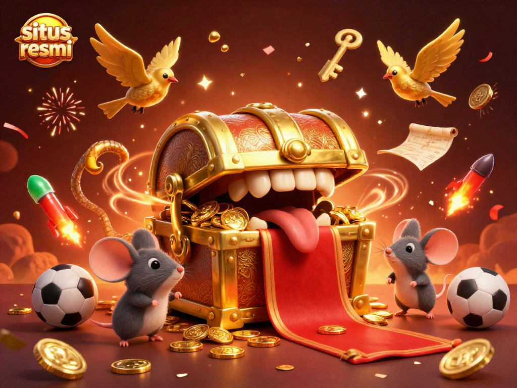 Betting on situs resmi for big wins with sports balls and festive elements celebrating in the air.