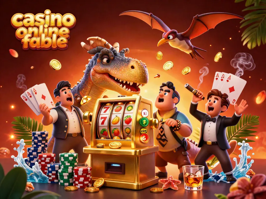 Un casino online fiable muestra un pachycephalosaurus en acción al romper una máquina tragamonedas, mientras monedas doradas vuelan.