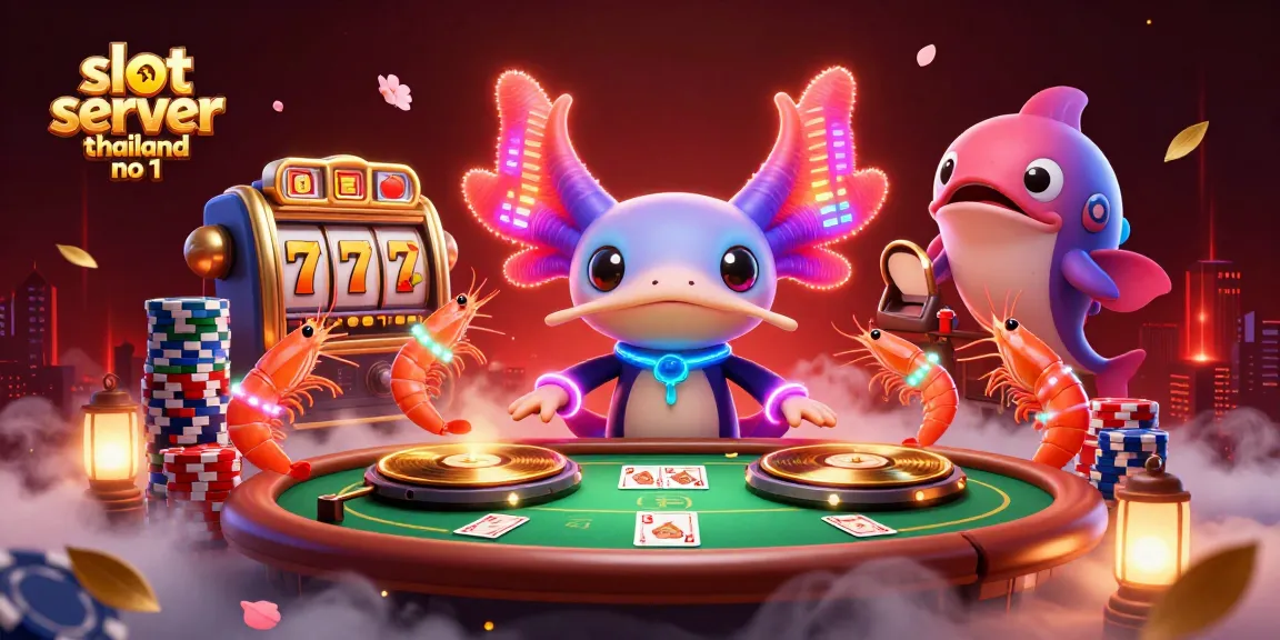 Spinning fortune with slot server thailand no 1 and vibrant characters celebrating a neon-themed casino scene.