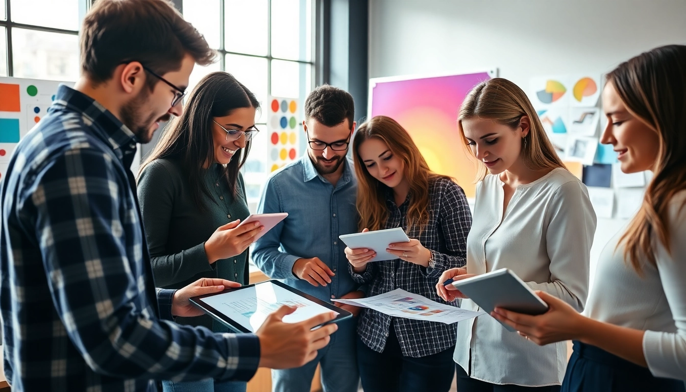Webflow Agentur im Teamwork, kreative Designer besprechen innovative Lösungen.