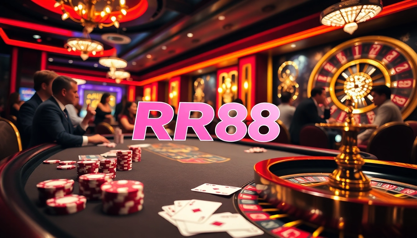 Exciting gameplay at RR88 casino featuring poker chips and cards.