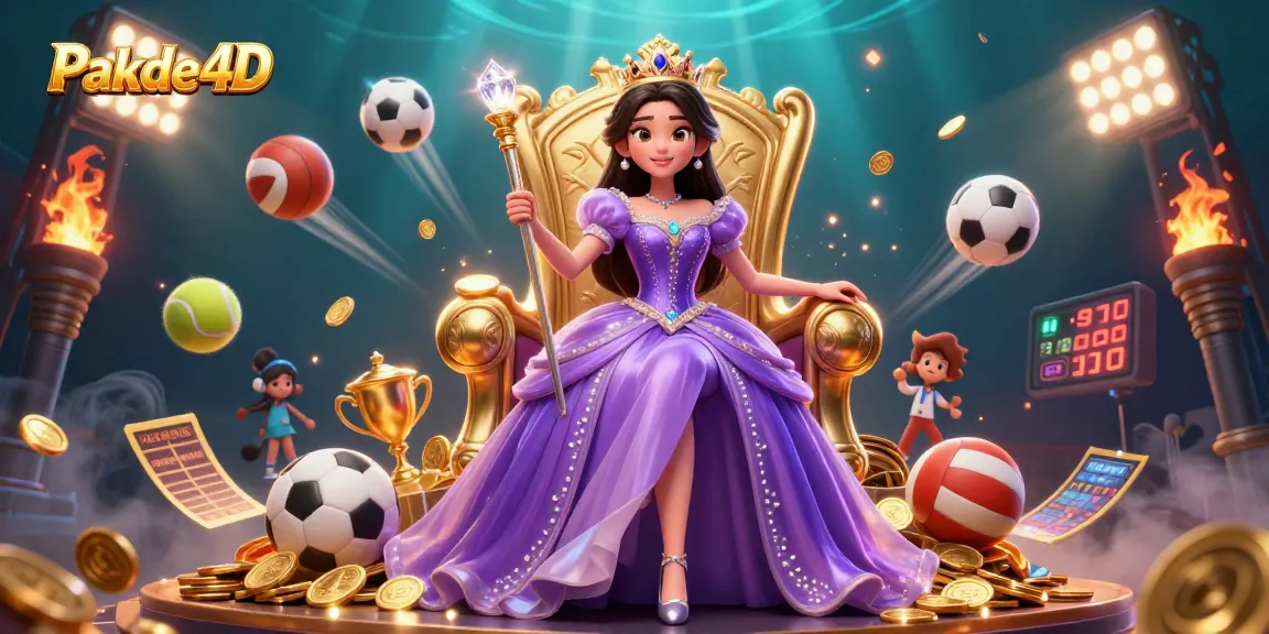 Play and win with Pakde4D's vibrant casino experience featuring golden scepters and sports elements.