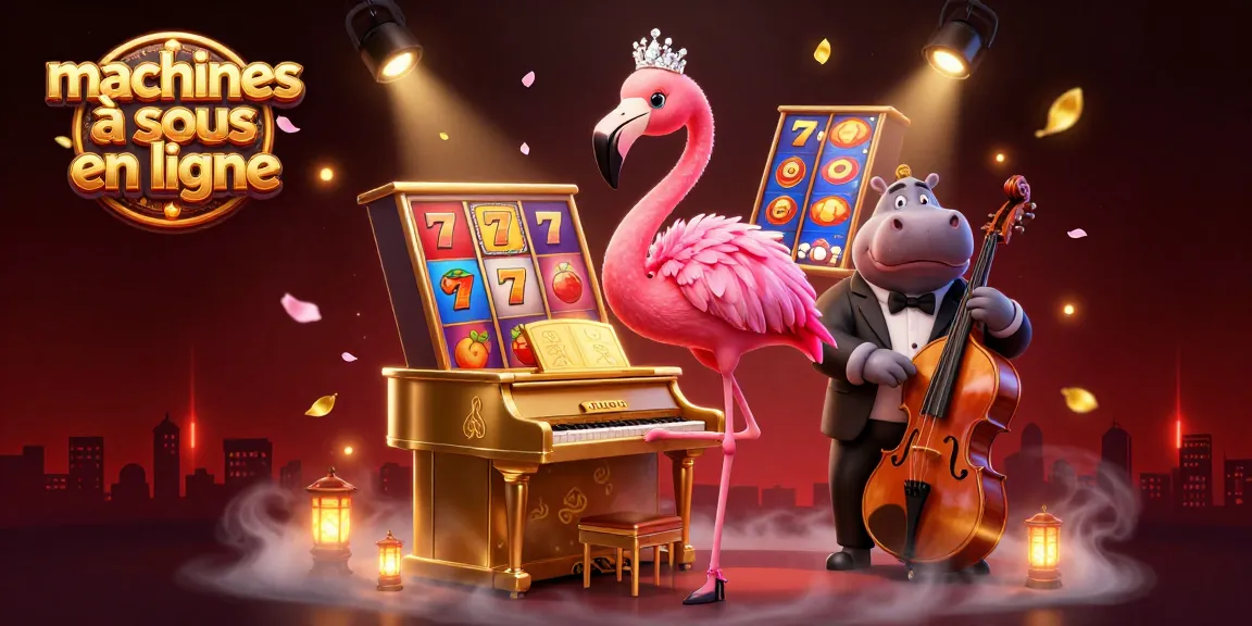 Jouez aux machines à sous en ligne avec des symboles de jackpot au Casino, ambiance festive et colorée.