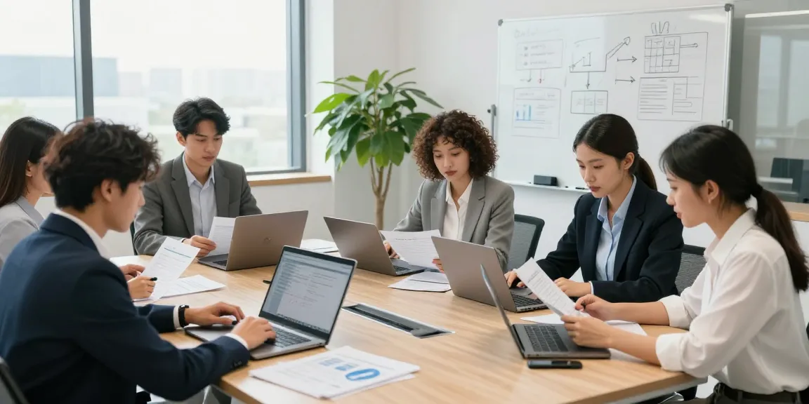 Tim audit forensik profesional dari aafikotabekasi.org sedang berkolaborasi dalam ruang kantor modern.
