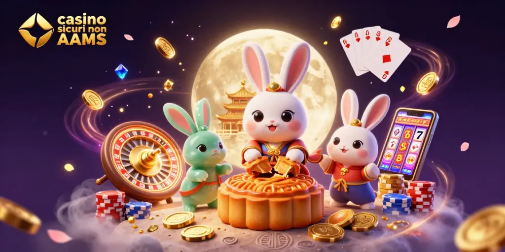 Scopri i casinò sicuri non AAMS con la luna e i giochi incredibili in un'illustrazione dettagliata.