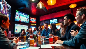 Engaging scene depicting best sports betting sites Mexico where patrons enjoy betting and watching sports.