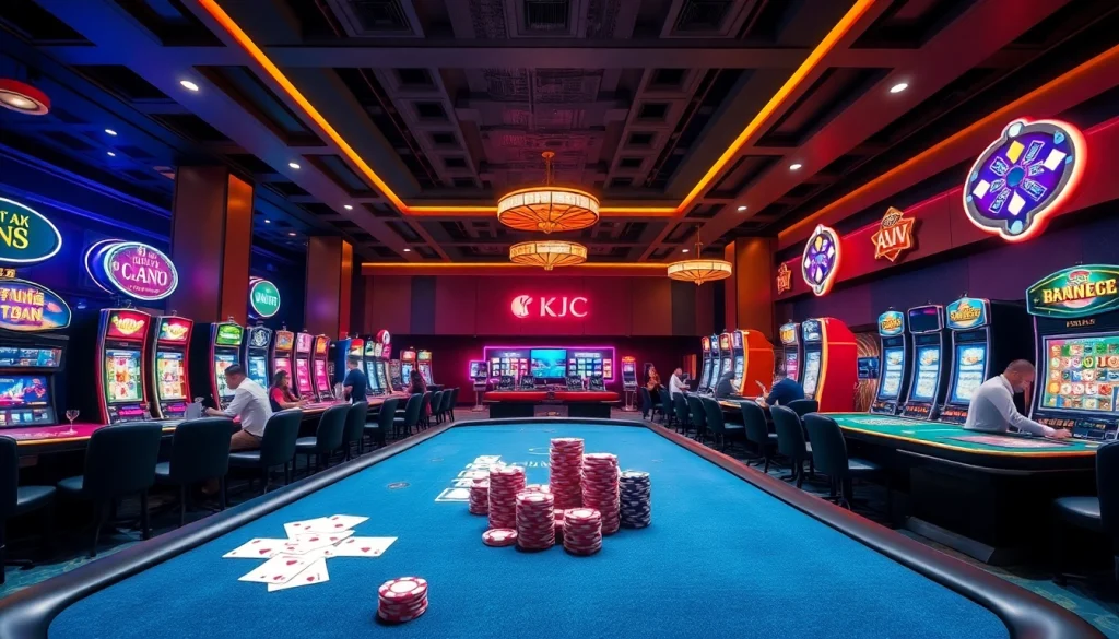 KJC AC 3 immersive casino experience with thrilling tables, dice, and slot machines.
