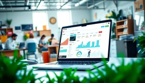 Visualize a youtube smm panel interface demonstrating user engagement growth on a laptop.