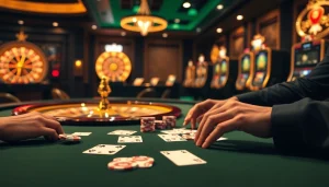 Người chơi đang thưởng thức blackjack tại W88, thể hiện không khí sòng bạc sang trọng.