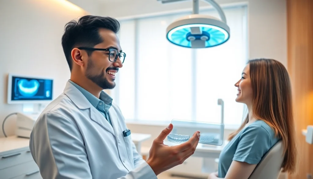 Invisalign treatment in Kuala Lumpur consultation between dentist and patient in a modern dental clinic.