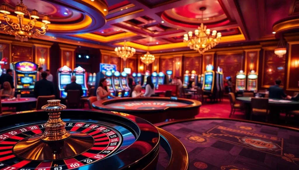 Experience the excitement of live gambling at W88 with this dynamic casino scene.