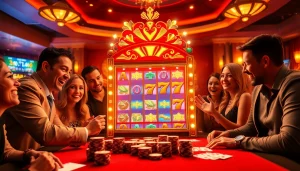 Play and win at Slot777 with vibrant slot machines in a luxurious casino atmosphere.