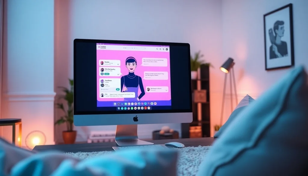 Explore the best nsfw ai chatbots with a modern AI chatbot interface and vibrant conversation on screen.