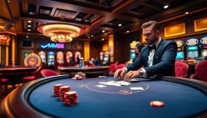 Experience the thrill of gambling with MM88 at a luxurious casino table.