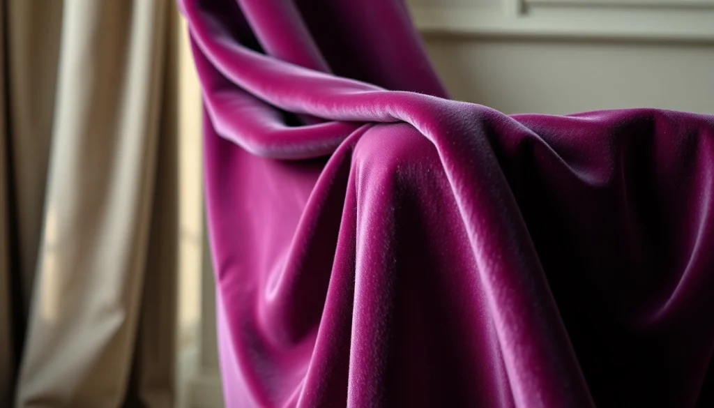 Fluweel stretch stof met luxe textuur in een elegante omgeving, perfect voor interieurdesign.