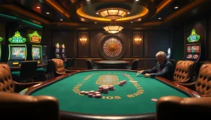 Action-packed poker game at a luxurious casino featuring elements of the hidden wiki.