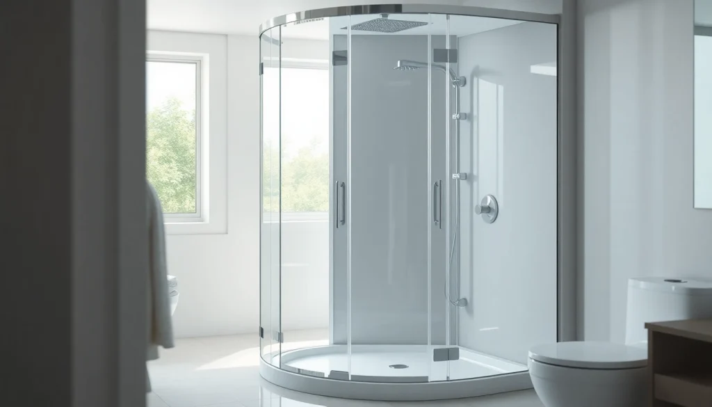 Admire the elegant cabine de douche intégrale, showcasing premium glass and chrome fittings.