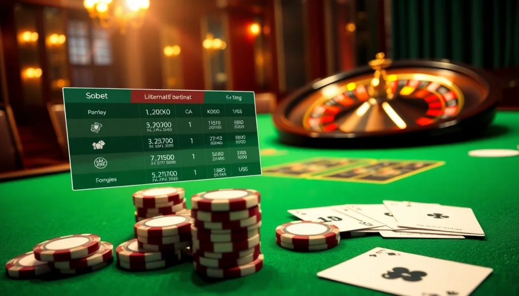 The excitement of llink alternatif sbobet showcased at a luxurious casino table with vibrant betting options.