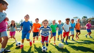 Children actively participating in Multi Sports Camps for Boys, showcasing teamwork and enthusiasm.