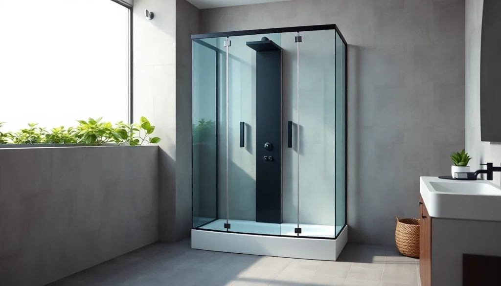 Moderne duschkabine 90x90 komplett mit elegantem Design und mattschwarzen Armaturen.