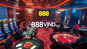 Players engaging with a vibrant online casino interface featuring 888VND in an exciting atmosphere.