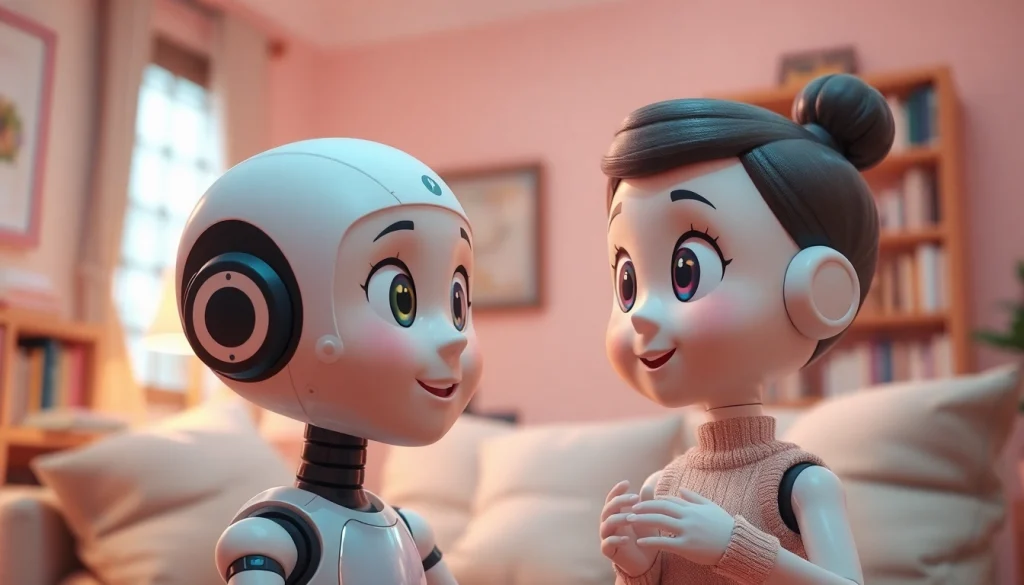 Interactive scene of nsfw character ai engaging warmly with a user in a cozy environment.